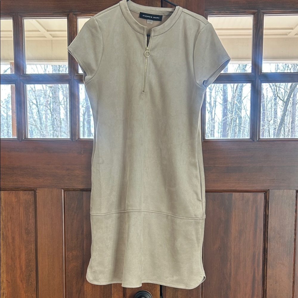 Andrew Marc Beige Dress with Front Zipper